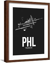 ART.COM Wall Art Print PHL Philadelphia Airport Black on Brown Frame by NaxArt, 16" x 20"