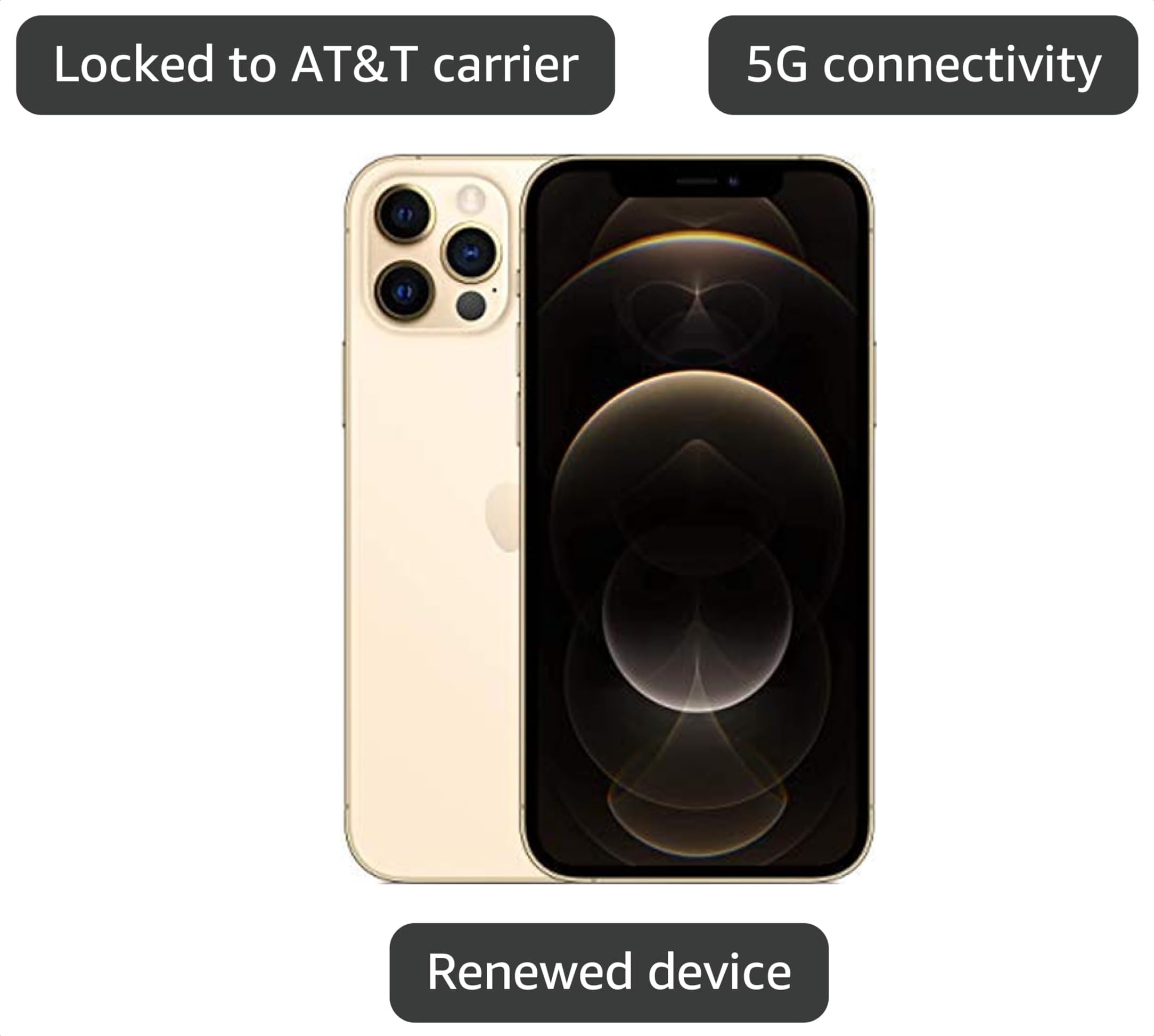 Amazon.com: Apple iPhone 12 Pro, 256GB, Gold - Unlocked (Renewed