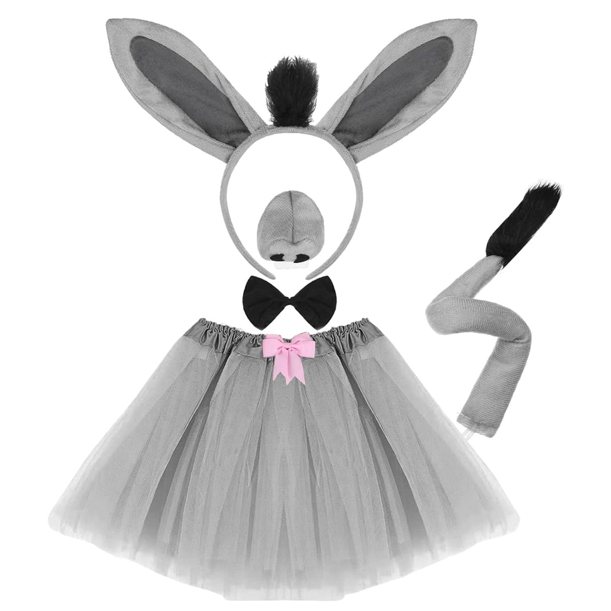 PALAY® Animal Tutu Skirt Costume Set, Halloween Animal Costume Accessories Headband Tail Ears Bow Tie Tail Tutu for Toddler Kids Fancy Dress Up Birthday Costume Cosplay, Donkey (B0CHYR3L6G) Amazon Price History, Amazon Price Tracker