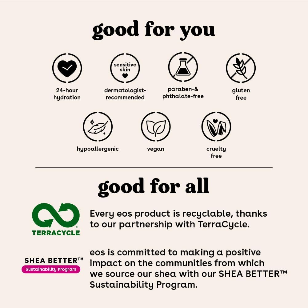eos Shea Better Hand Cream - Coconut Hand Lotion and Skin Care | Instant Hydration + Lasting Protection | 2.5 oz: Vanilla Cashmere 2.5 Fl Oz (Pack of 2)