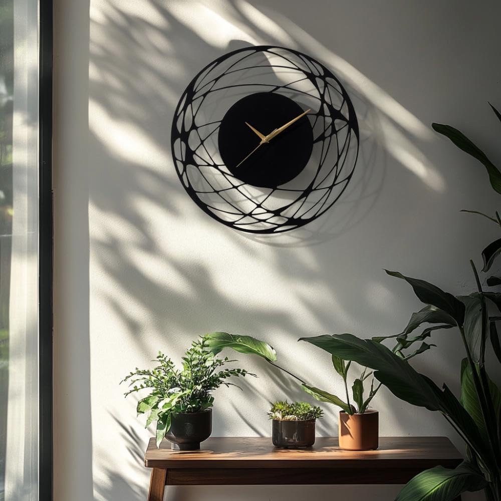 Wakefit Metal Analog Wall Clock Big | 20 Inch | Laser Cut Abstract Home Decor & Gifting Option | for Living Room Study Bedroom & Office | Astralis D500