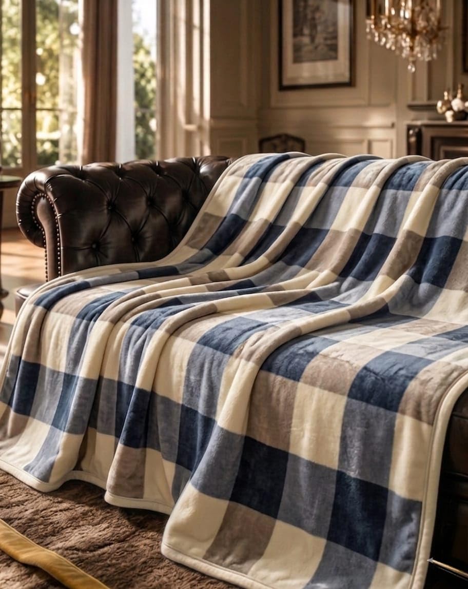 Plaid Matrimoniale 200x230 cm BOSALONI HOME – Coperta King Size XXL per Letto e Divano, Morbida e Corposa, Copriletto Decorativo Elegante, Collezione Elegance (Country Chic)