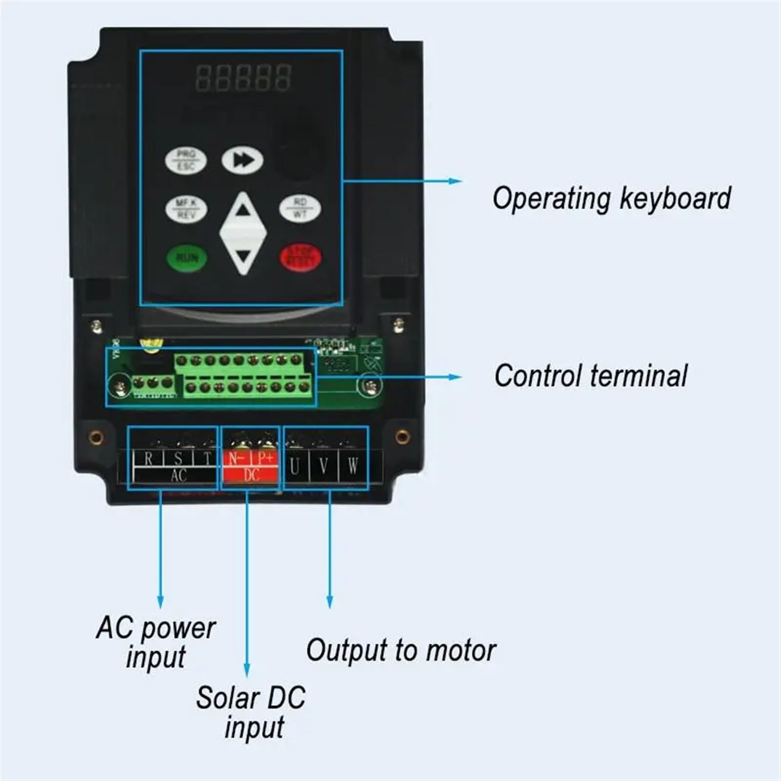 Inversor de frecuencia WK600D de 2,2 kW, Bomba de Agua Solar VFD de 1,5 kW, variador de frecuencia de 220 V for Motores monofásicos o trifásicos.(11kw 15hp,220v)