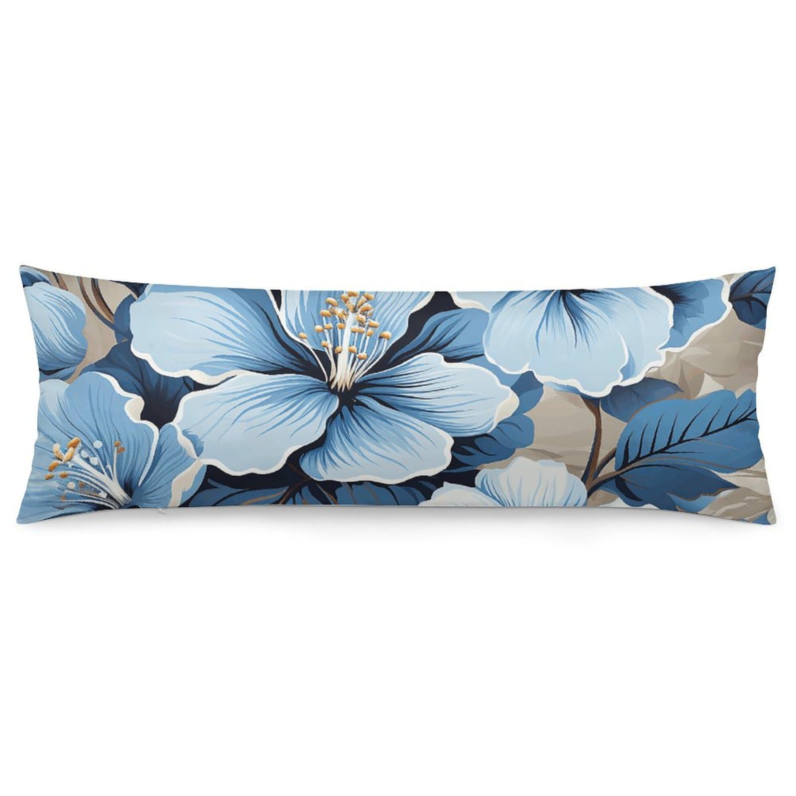 Taies d'oreiller fleurs d'hibiscus bleues haut de gamme pour grand lit et canapé