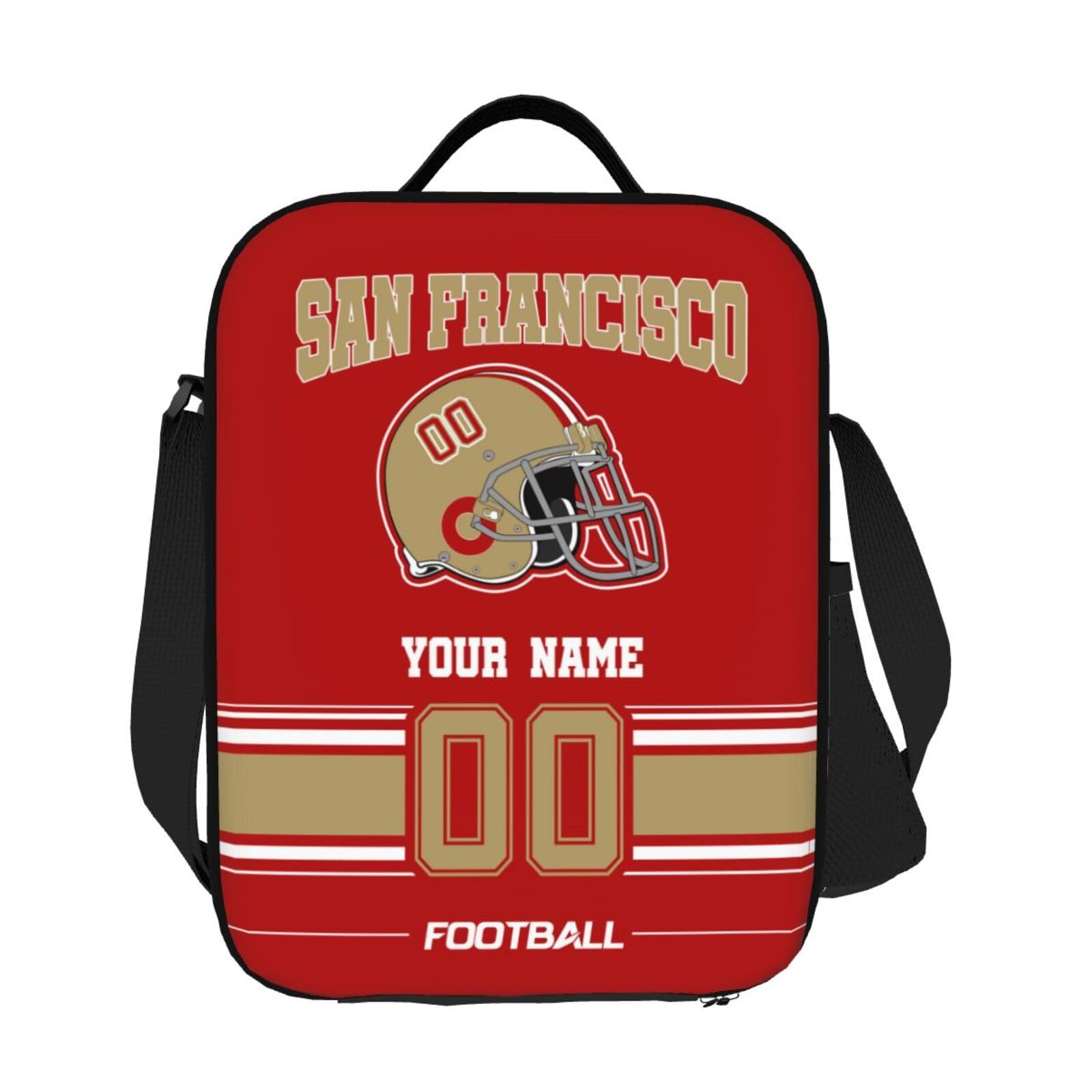 Adsbulu Custom San Francisco Lunch Bag Boys Girls Men Women Fans Personalized Name Number Customize Lunch Box Sport Style Lunch Tote Gifts for School