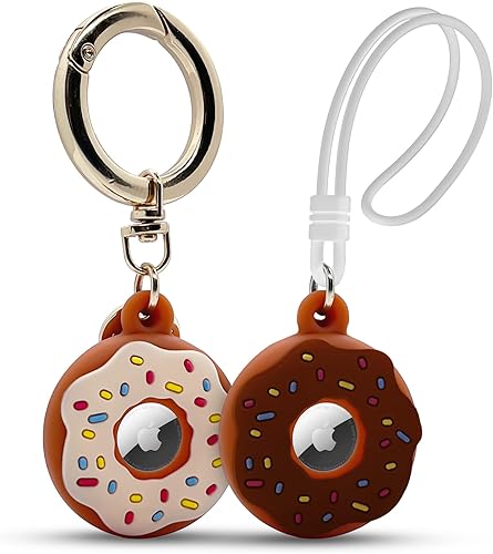 Compatible con AirTag - Paquete de 2 fundas de silicona a prueba de golpes, a prueba de polvo y lavables, soportes estilo donut con accesorios para