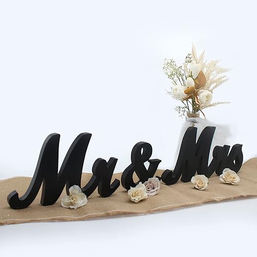 Letrero para mesa de boda, letras grandes de madera de señor y señorita, decoración de fiesta, mesa de cabeza, letra de madera para boda, letrero de