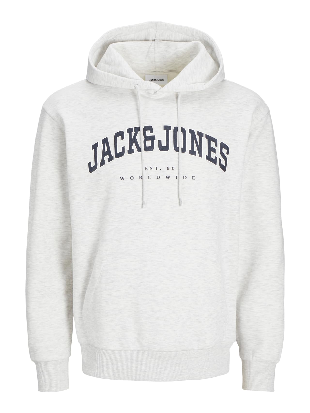 Jack & Jones Men's White Melange Logo Hoodie L