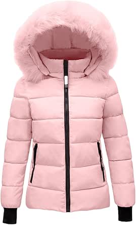 Women's Winter Fleece Puffer Coat - Warm Hooded Long Jacket, Slim Fit, Water Resistant, With Drawstring & Pockets