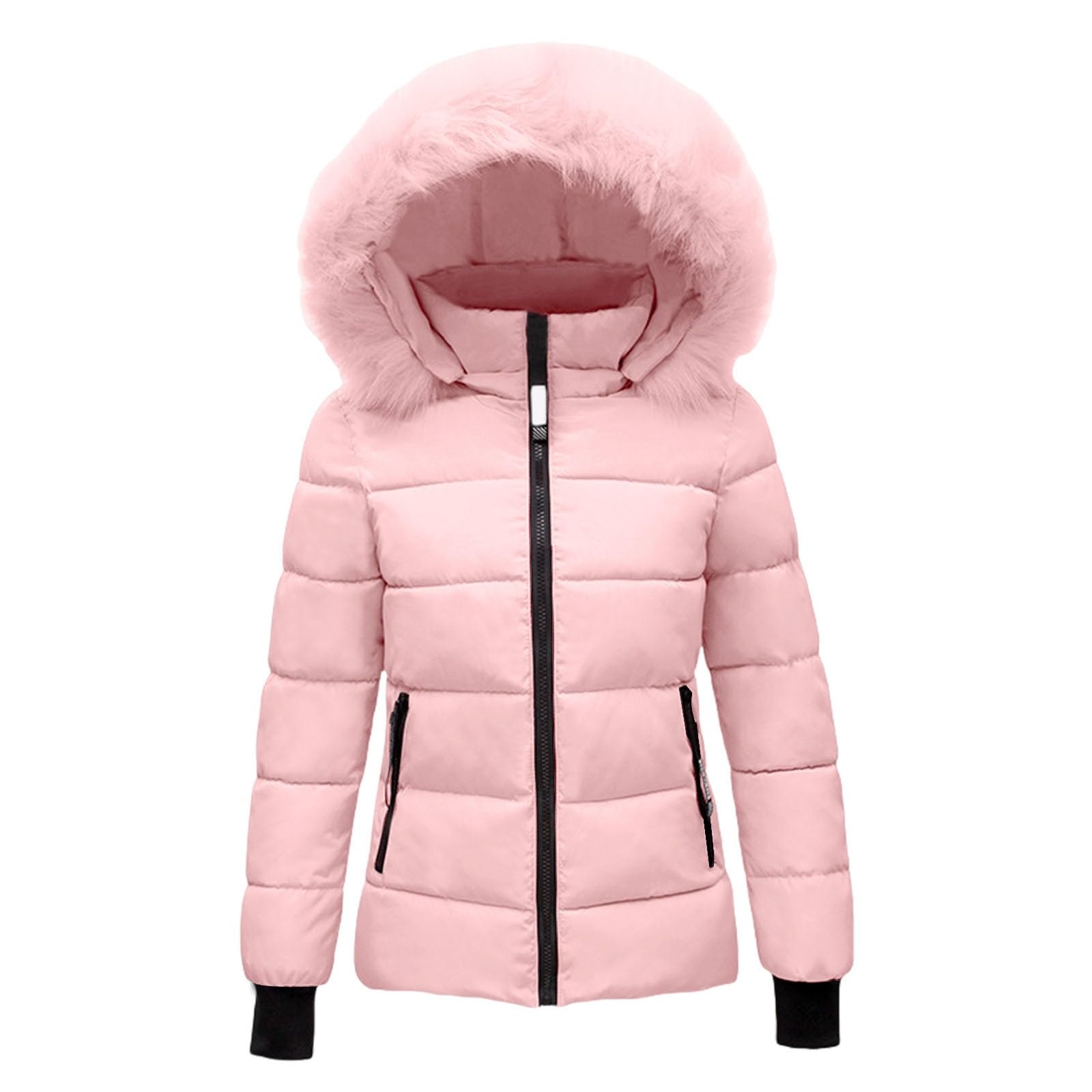 Cocila Cappotto invernale caldo con cappuccio da donna, trapuntato, spesso, imbottito, giacca invernale in cotone con cappuccio, in vita, in peluche, cappotto esterno, per sci e snowboard