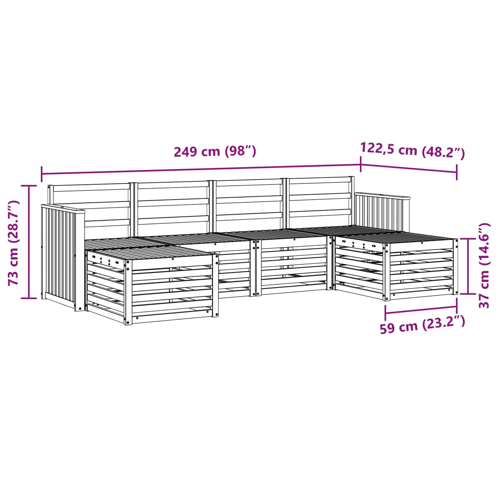 vidaXL Zestaw sof na zewnątrz 6 pcs Biały 249 x 122,5 x 73 cm, Nowoczesna sofa ogrodowa, wygodny zestaw mebli, trwałe siedziska na taras, lounge w stylu