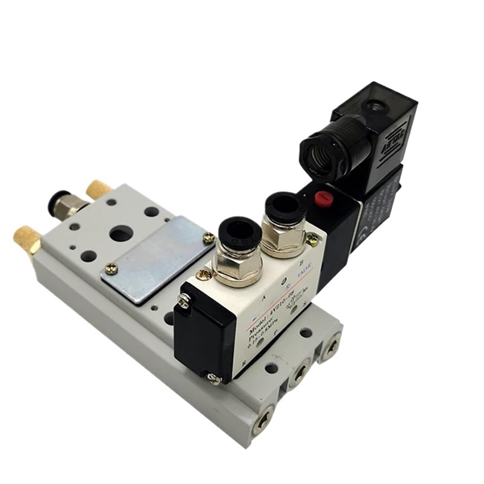 Bloque de electroválvula neumática 3V210-08, 220 V, 24 V, opción múltiple, con silenciador, base de montaje, colector, 2/3/4/5/6 filas, 3 puertos(2 Row 6mm fitting,AC220V)
