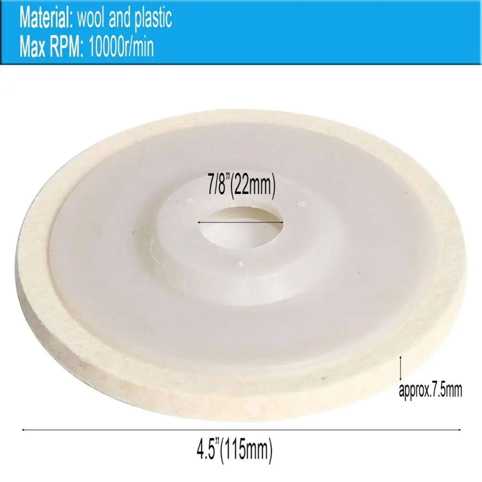 Dischi di lana per lucidatura 2pc/5Pc/10pc 4.5''x 7/8 "pollici Feltro di Lana Ruota di Lucidatura disco lamellare Tampone di Lucidatura for 115mm smerigliatrice angolare for la Lucidatura dei Metalli