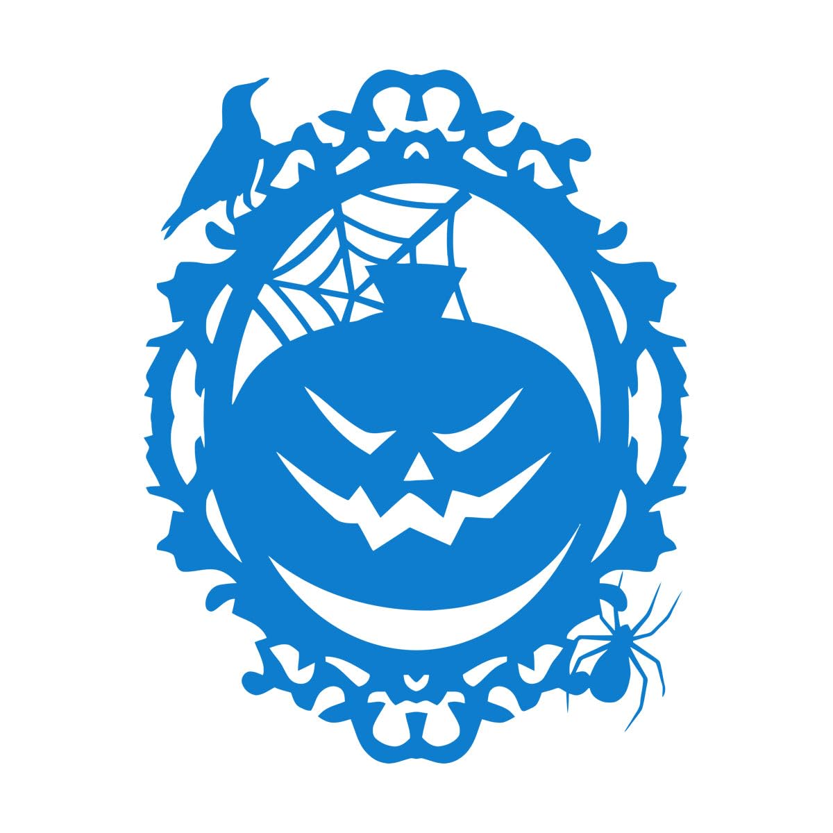 Jack O'Lantern Portrait Halloween Halloween Pumpkin Halloween Wall Stickers Paster Paper 81x103.1cm Removable Without Leaving Glue Extra Large Blue โ image 1