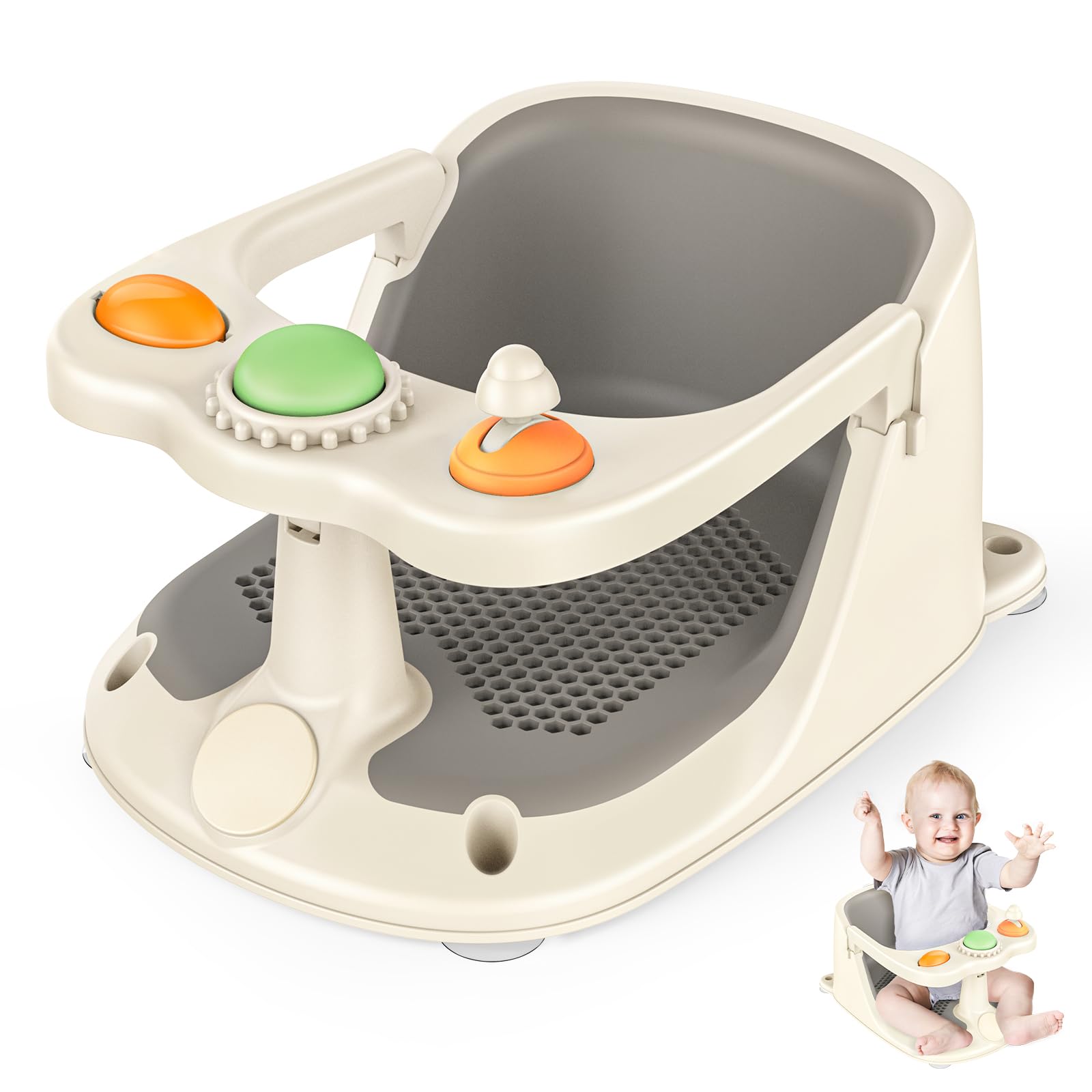 Baby Bath Seat for Babies 6 Months Up - Non-Slip Toddler Bath Seat for Baby Newborn with Suction