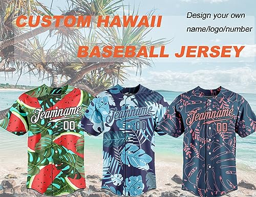 Custom Baseball Jersey Personalized Hawaiian Floral Shirt Button Down Tropical Holiday Beach Shirts for Men Women Youth miniatura 4