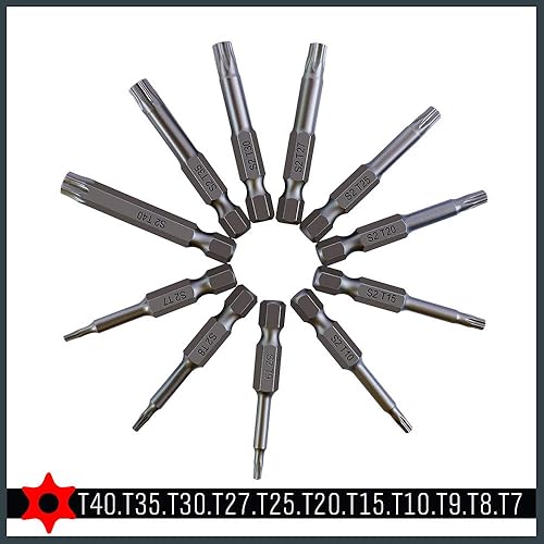 Miniatura 2 de HORUSDY 11-Piece Tamper Resistant Star Bits, S2 Steel, T7 - T40 Security Torx Bit Set