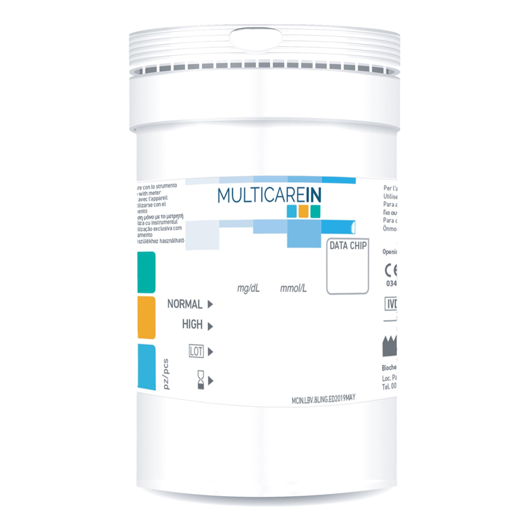 MultiCare In 24159 Strisce Colesterolo, Test Colesterolemia, per Lettore Multicare In, Biosensore con 1 Chip, 25 Strisce in Barattolo e Astuccio