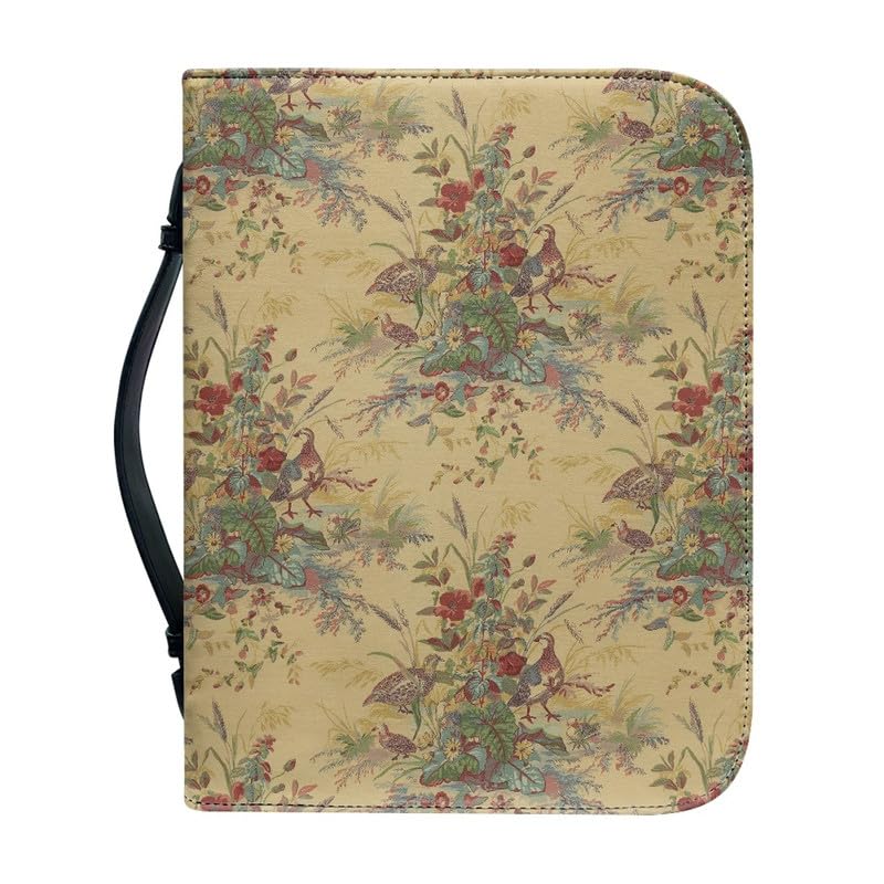 Garronmavis Retro Plant Birds Painting Bible Cover Case for Women French Rural Art Bible Tote Bag Vintage Art Bible Accessories - XL — image 1