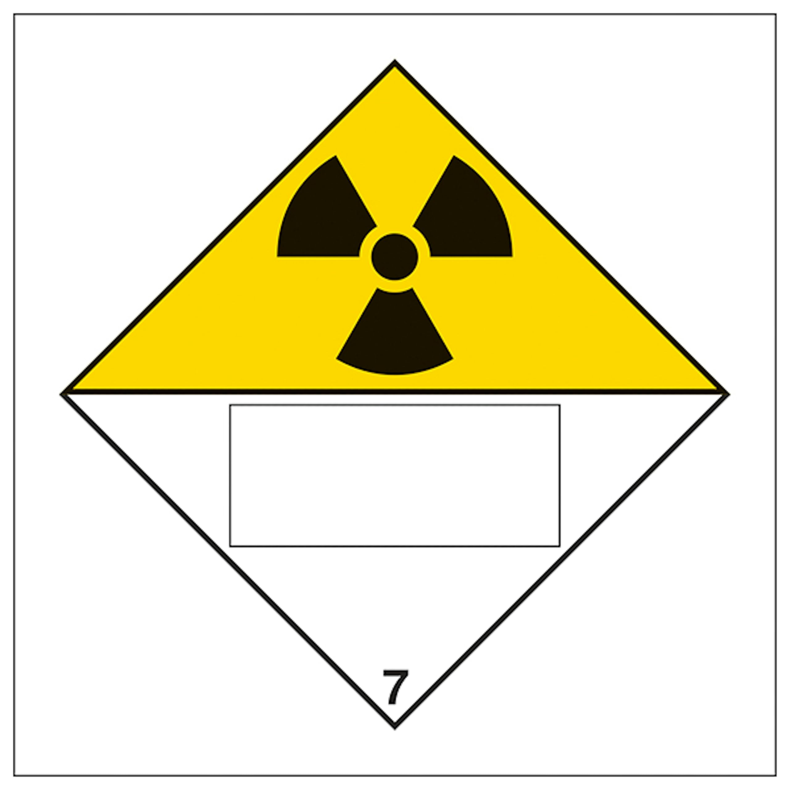 V Safety Radioactive 7 UN Substance Numbering Hazard Label 100 x 100 mm - Glow In The Dark 1mm Rigid Plastic Safety Sign