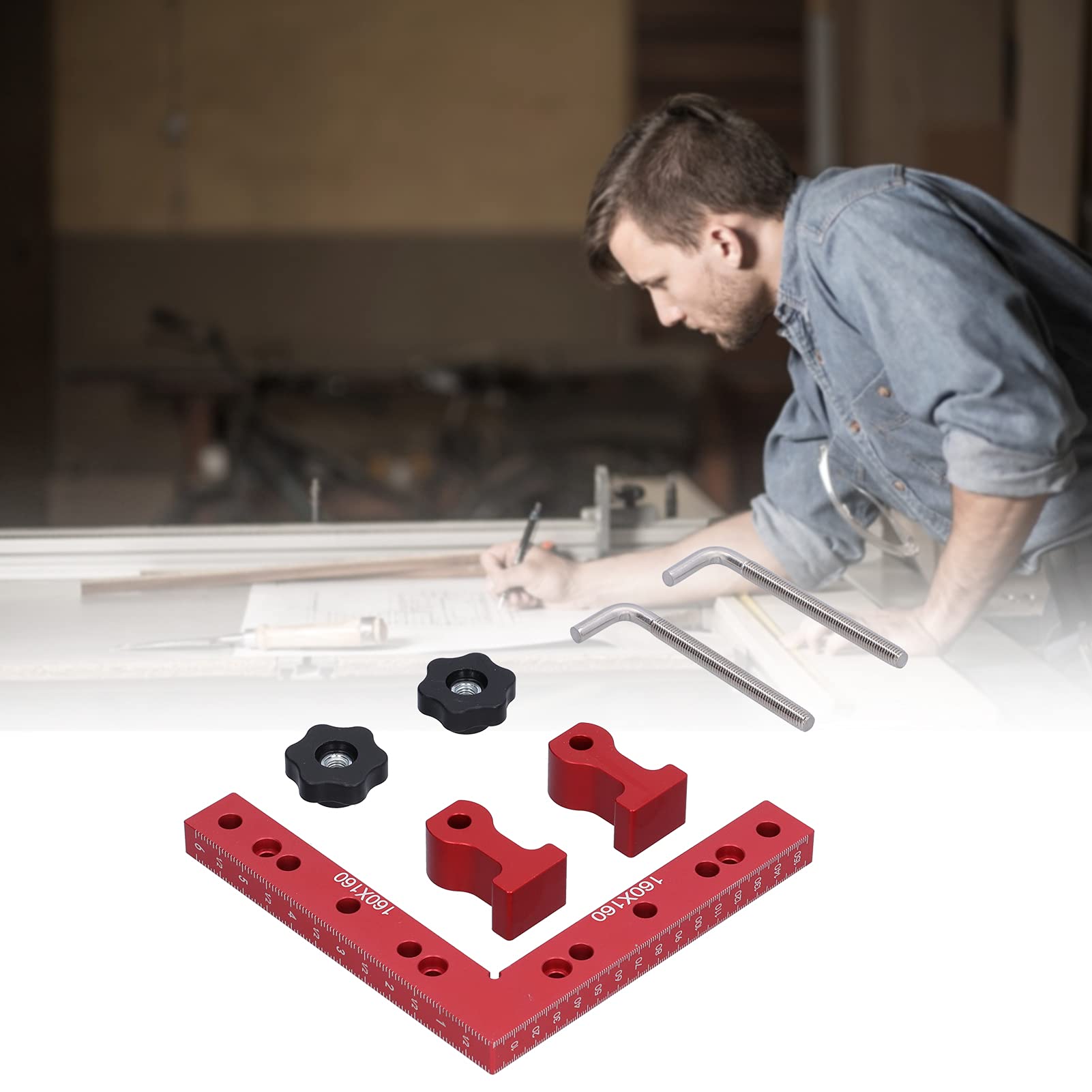 Natudeco 90° Woodworking Square Right Angle Positioning Ruler Fixed Block Processing Fixture Adjustables Fixed Block Woodworking Angle Finder for Woodworking