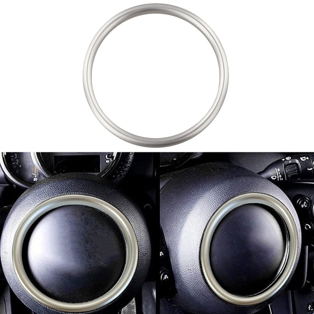 Aluminum Alloy Steering Wheel Center Ring Cover for MINI For Cooper Models F54, F55, F56, F57 F60 Easy Installation (Silver)