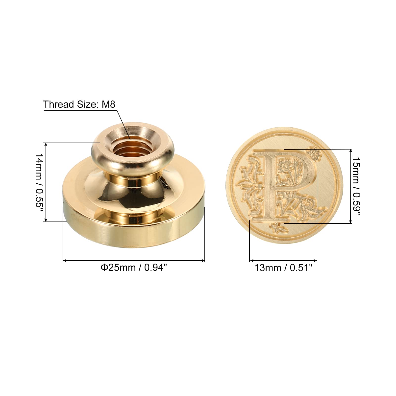 PATIKIL Alphabet P Wax Seal Stamp, Initial Letter Sealing Wax Stamp Classic Retro Brass Head for Envelope Invitation Cards - Image 2