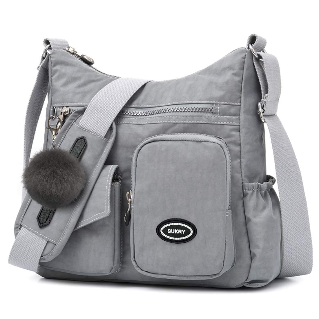 SUKRY Nylon Crossbody Bag for Women with Anti theft RFID Pocket, Waterproof Shoulder Bag Travel Purses and Handbag