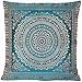 Ruwado Cojín de Seda Banarasi, Tejido a Mano Indio, Turquesa - 40 cm x 40 cm