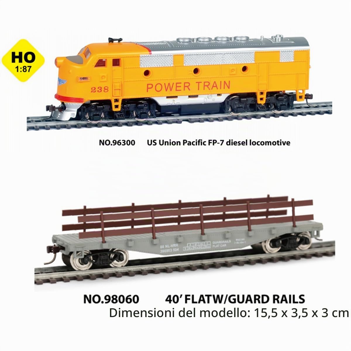 Modellino di locomotiva FF-7 in scala 1/87 HO US Union Pacific FF-7 con binari in metallo e carrello che può correre, set di treni americani fai da te Starter kit di treno elettrico per