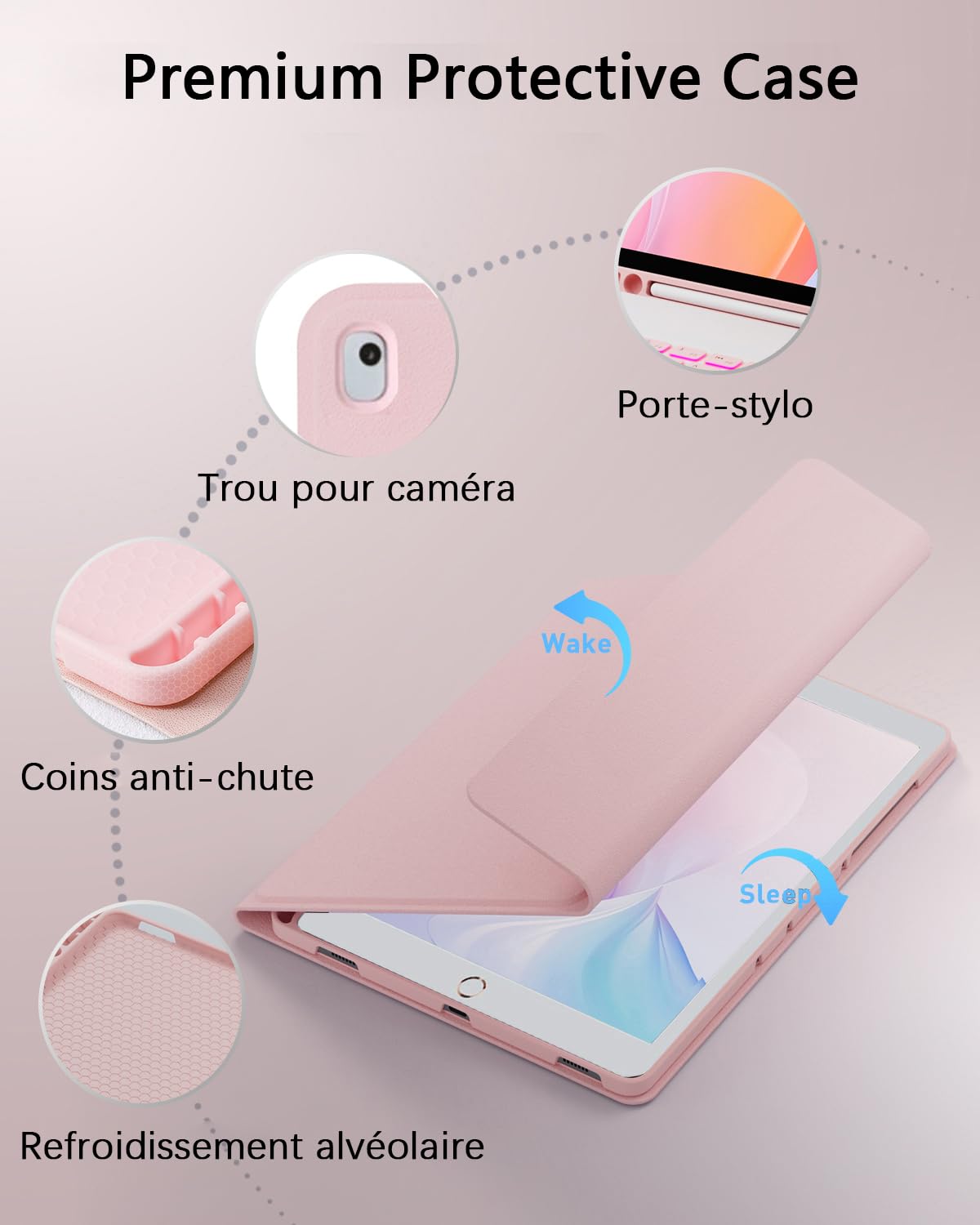 pour iPad 9ème/8ème/7ème Generation(9e/2021 8e/2020 7e/2019)10.2 Pouces/iPad Air 3ème/IPad Pro 10.5 Pouces Coque Étui avec Bluetooth Français(AZERTY)Clavier Rétroéclairé Souris Backlight Keyboard Case