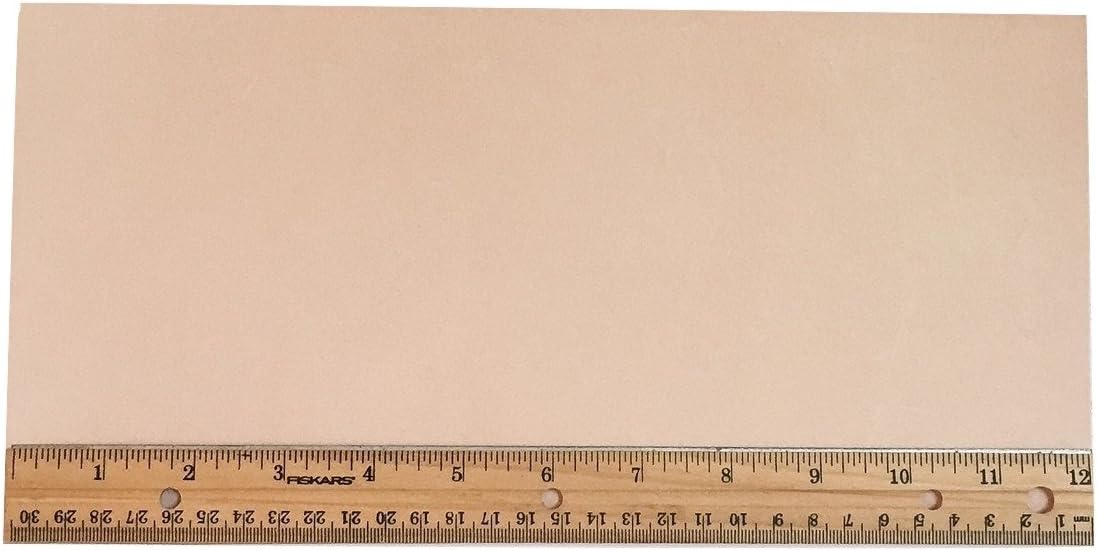 Tooling Leather Natural Topgrain Veg Tan Light Weight 3-4 oz, 6" x 12" Piece, 1/2 Square Foot