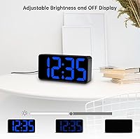 Vista 3 de DreamSky Reloj despertador digital pequeño para dormitorio, pantalla de números grandes grandes con atenuador de brillo, reloj eléctrico de mesita