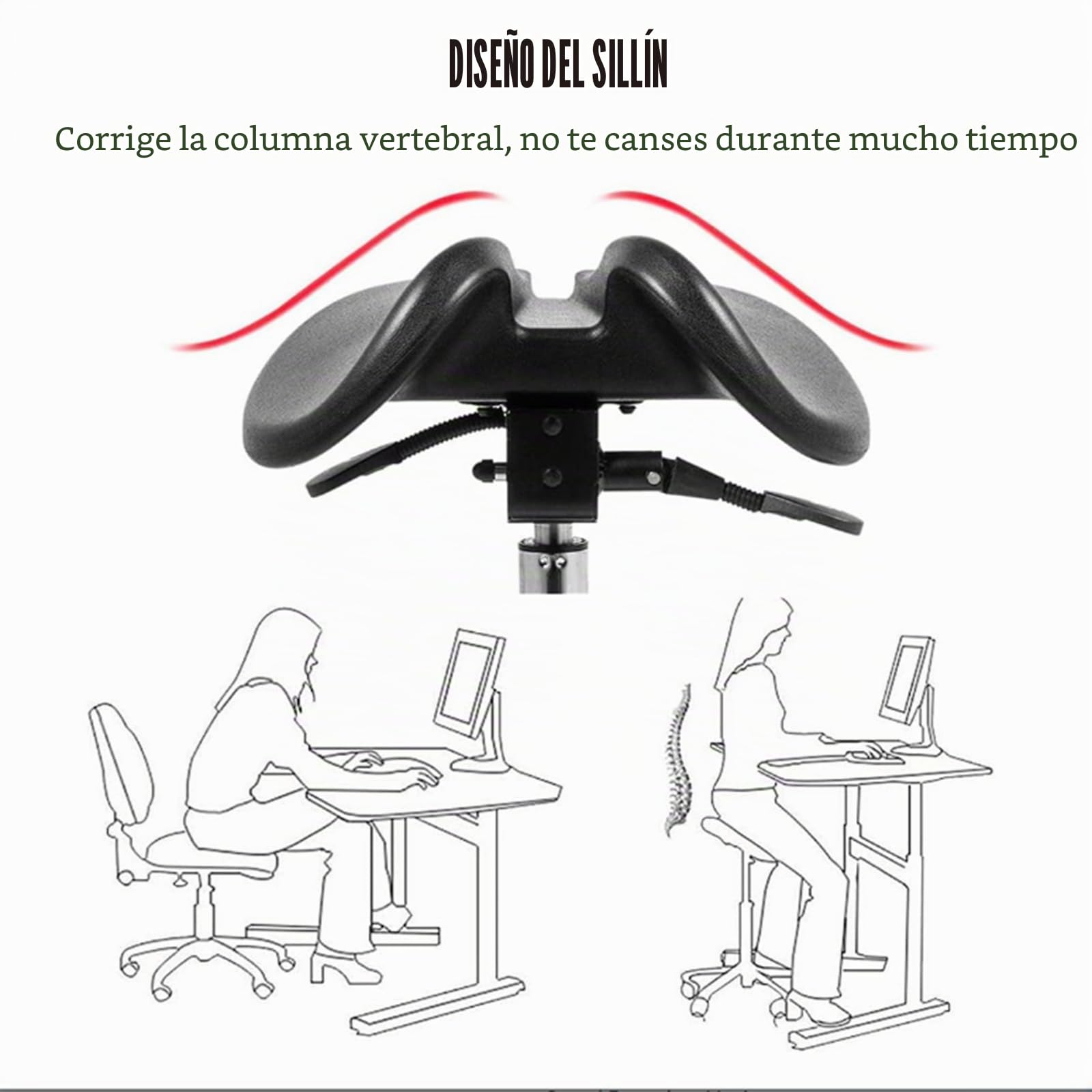 Silla de Dentista SFKLYU con Sillín Ergonómico, Taburete Ajustable con Elevación Hidráulica, A3