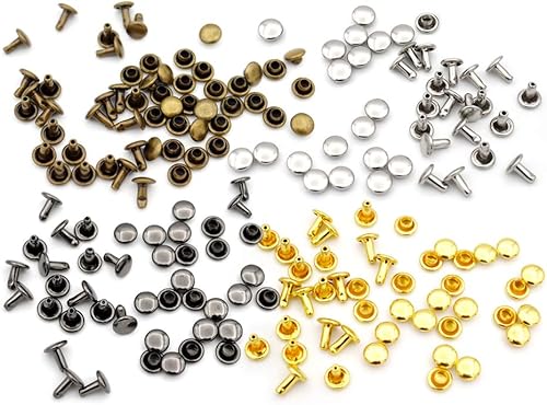 Miniatura 3 de CRAFTMEMORE Remache de cuero de doble tapa remaches tubulares de metal para reparación de artesanía de cuero, decoración TLDC (tapa de 0.276 in, 500