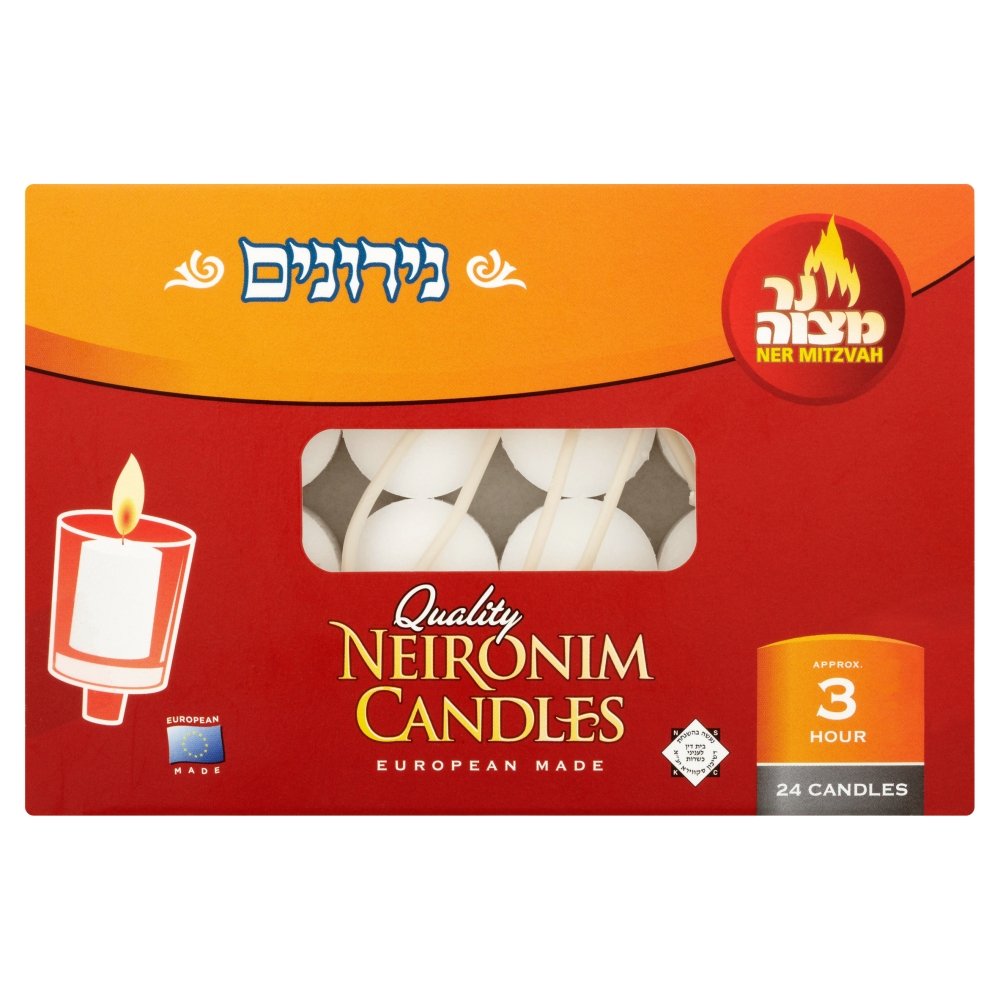 Ner Mitzvah 3 Hour Neironim Candles, 24 Candles