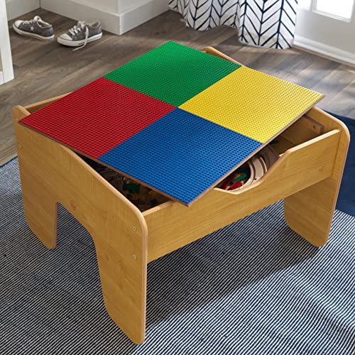 KidKraft 2-in-1 Reversible Top Activity Table with 200 Building Bricks and 30-Piece Wooden Train Set, Natural, Gift for Ages 3+ by KidKraft - Image 7