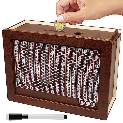 Tirelire en Bois Magique - Japonaise ou Chinoise, Economie Argent - Adulte ou Enfant, Contient 10000 Euro