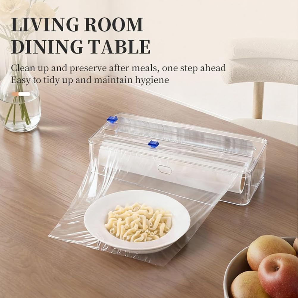 Caja de Almacenamiento de Pared, Soporte para Film Transparente con Dispositivo de Corte, Sistema de Almacenamiento práctico y Grande con protección contra el Polvo