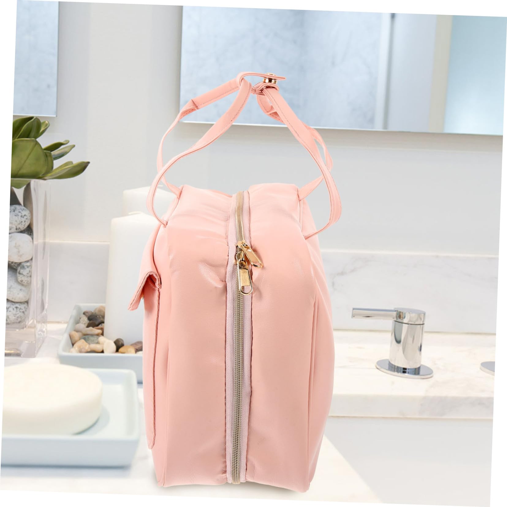 Healvian Trousse de Toilette Design Suspendu Multifonctionnel Portable en Cuir PU Grosse Capacité Imperméable pour Voyage et Usage Extérieur