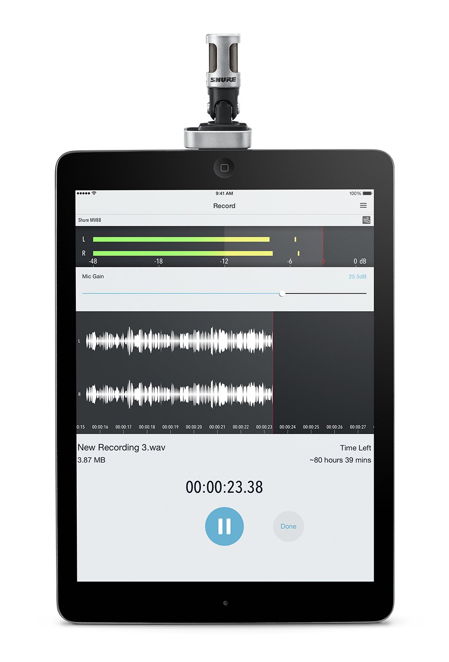 Shure MV88/A-A Digital Stereo Condenser Microphone (Silver