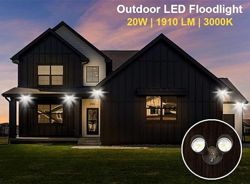 Homenhancements LED-FLOOD-2-MB(AC20W/3K) Led Black 2-Light Bullet Flood Light Site Landscape Double Outdoor Flood Exterior Light Fixture Spot Light 3000K Dual Head Light Fixture thumb #3