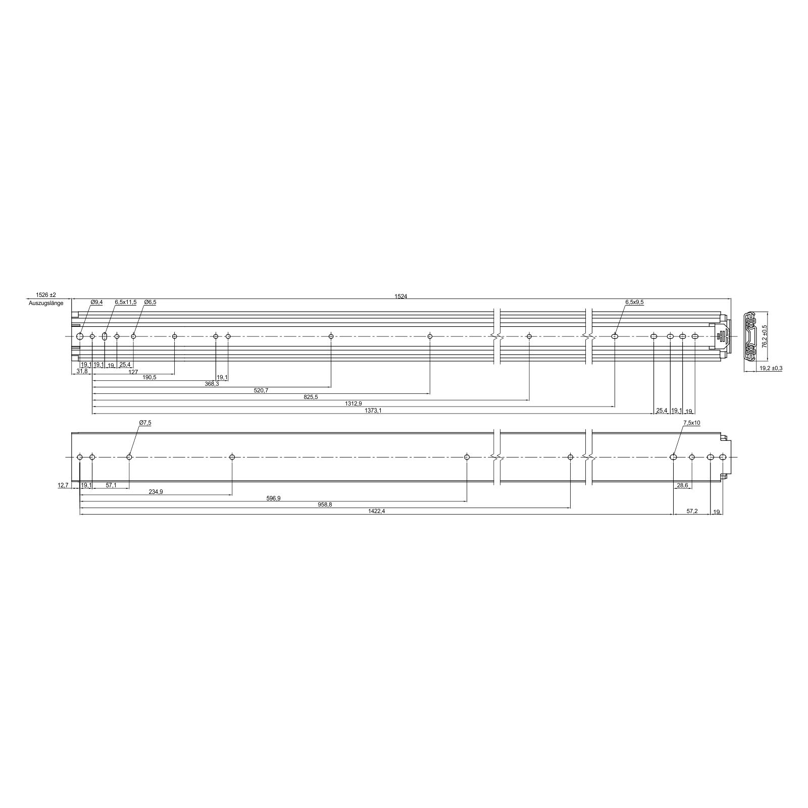 1 Paar SOTECH Schwerlastauszüge KV2-200-H76-L1500-NF belastbar bis 200 Kg