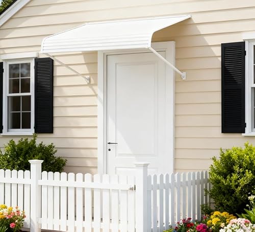 Kozyard Window Awning W48 xD40, Aluminum Frame with Impact-Resistant PVC