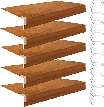 Wire Shelf Cover 23 x 18 inch, 5 Pcs Faux Oak Wood Shelf Covers for Wire Shelving, 3 in High Wire Rack Covers for Shelves, Waterproof PVC Shelf Cover for Pantry Kitchen Closet Bathroom Office