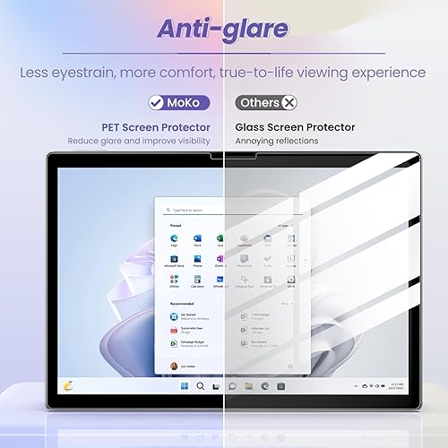 Vista 15 de MoKo Protector de pantalla mate PET para Microsoft Surface Pro 10 2024 / Surface Pro 9 de 13 pulgadas 2022 / Pro 8 2021 / Pro X, escribe, dibuja