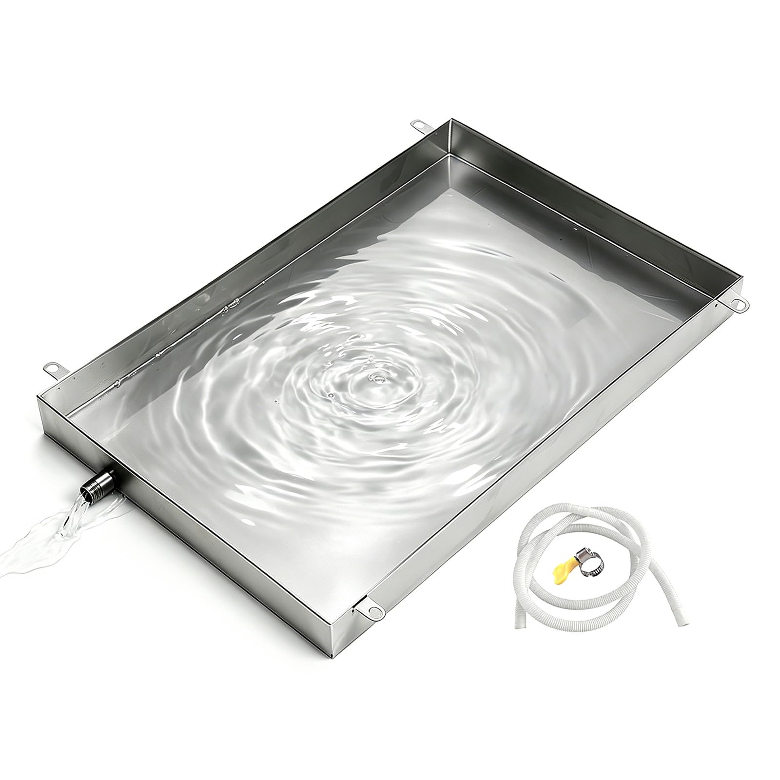 Bandeja Aire Acondicionado Exterior con Tubos de Drenaje Bandeja Recogida Agua de Acero Inoxidable 304 a Prueba de Fugas for Sistemas de Bomba de Calor de Aire Ac(90x80x3cm (36x32x1.2in))