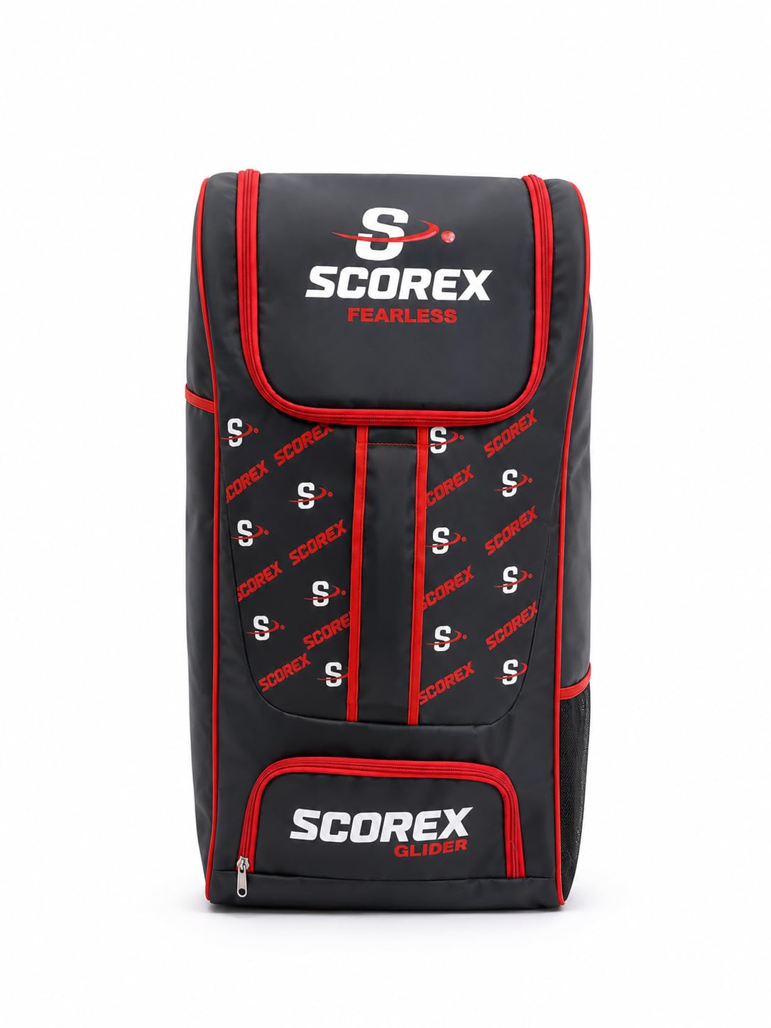 SCOREX Glider Cricket Kit Bag | Premium Cricket Backpack with Multiple Compartments | Spacious Batting & Training Gear Storage Bag | Durable Water-Resistant Cricket Equipment Bag | Black & Red-image-32