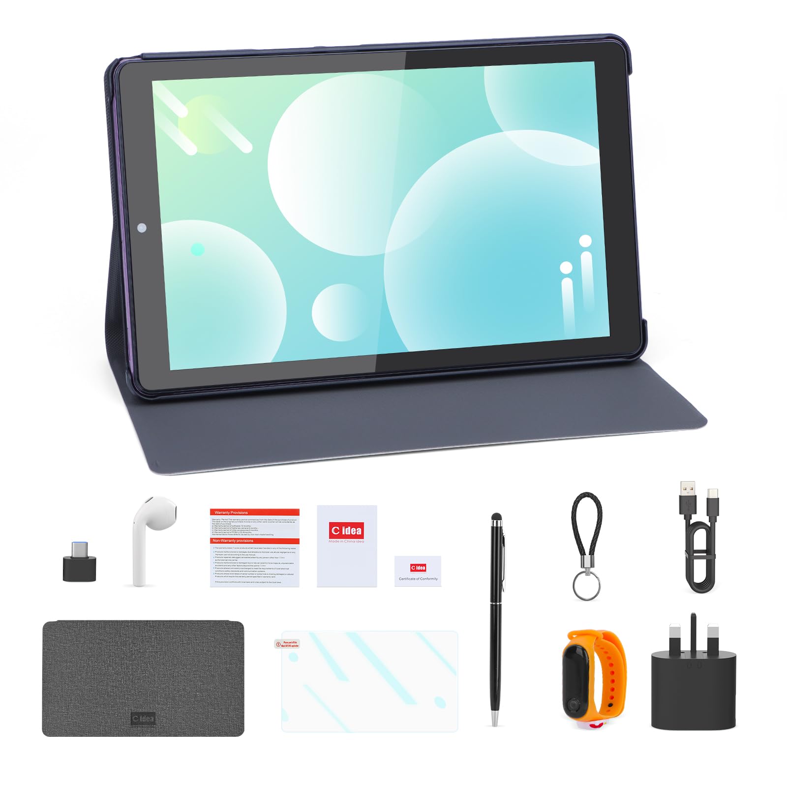 C idea 9 inch Tablet,Android13.0 Tablet with 8GB RAM 512GB RAM, 5MP+8MP Camera,5G SIM Card,8000mAh Battery,Leather Case,CM935 Pro For Gift (Purple)