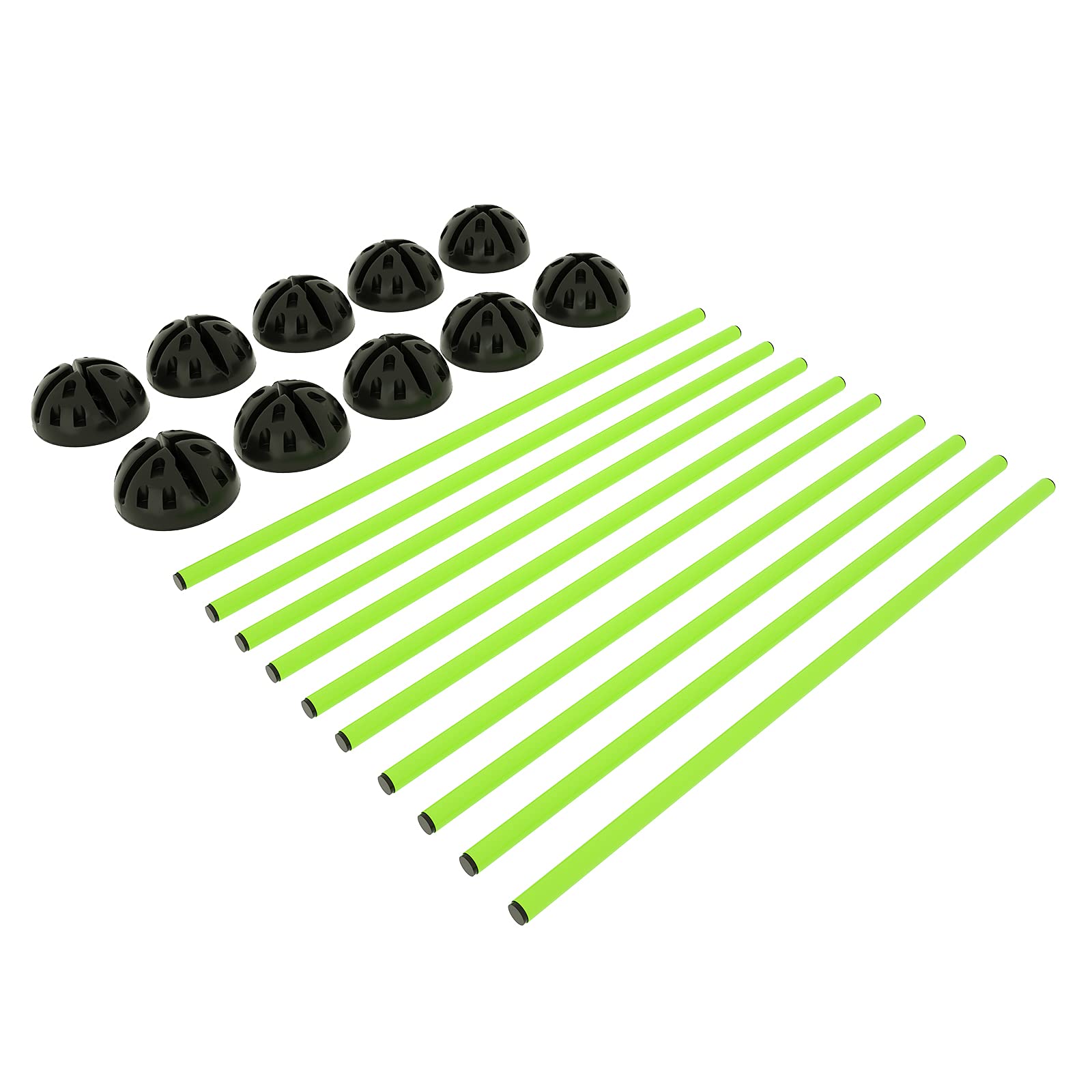 YRHome Kit de barres de saut d'entraînement d'agilité 15x100 cm 10 pieds X 10 clips verts